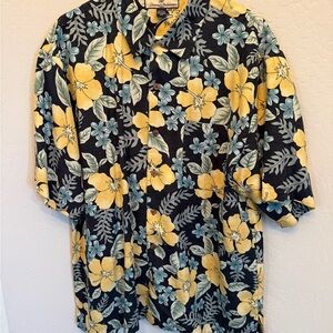 Tommy Bahama Black and Yellow Floral Shirt